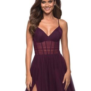 La Femme A-Line Tulle Ballgown Gown Bridesmaid Grad Dress Size 12 Dark B…